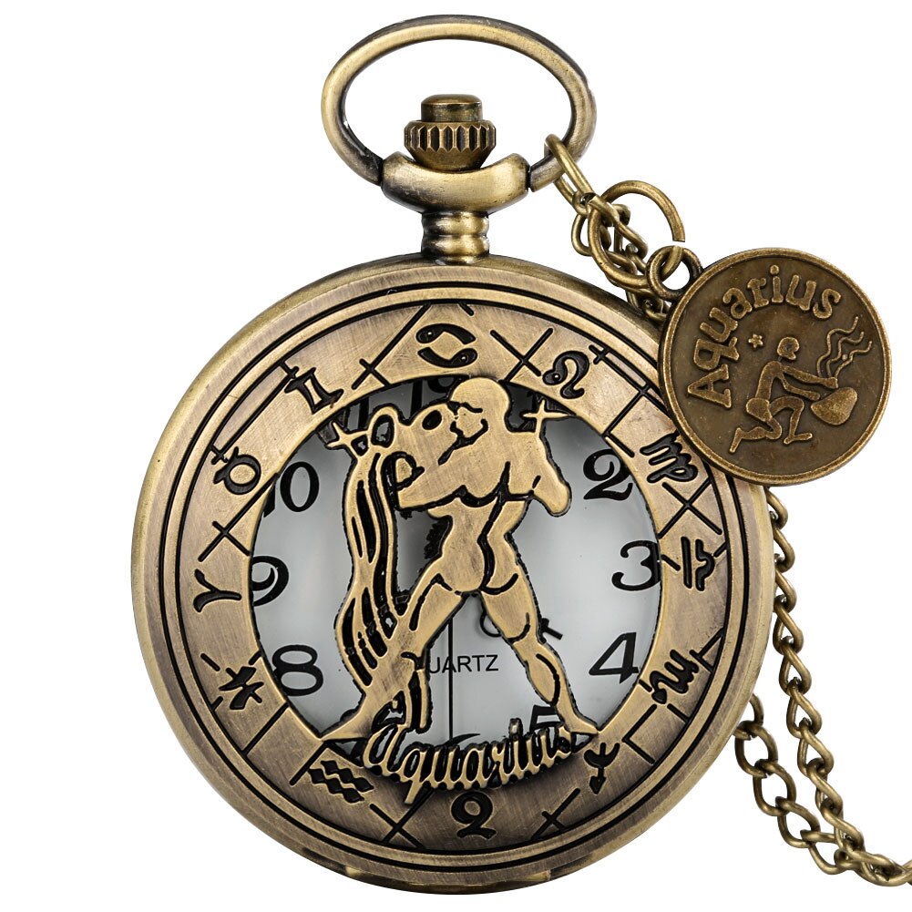 Lange Ketting Zakhorloge Mannen En Vrouwen Quartz Zakhorloge Vintage Bronze Dial Uitgeholde Cover Arabisch cijfers: Pocket Watch 17