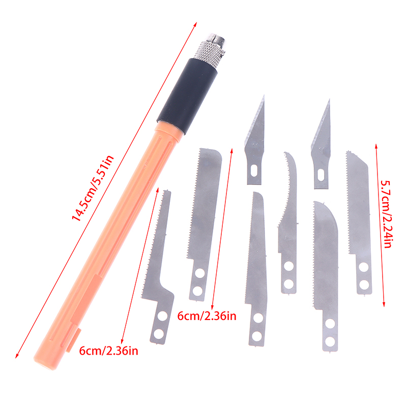 Mini scie à main, outils artisanaux avec 8 lames, couteau de modélisation pour couper à la main, artisanat du bois, construction de maquettes, 1 pièce: Default Title