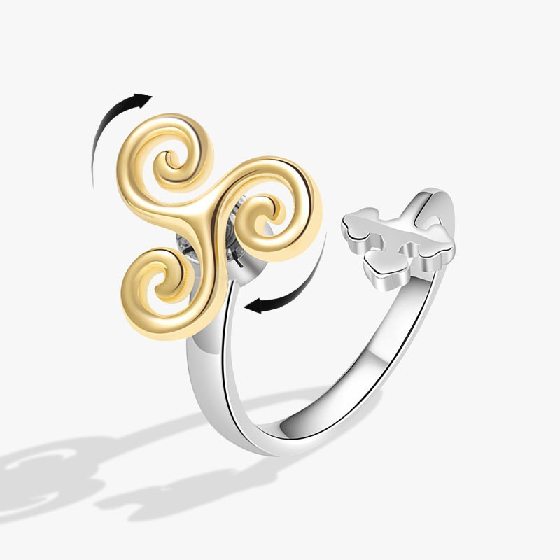 Anti-stress ångest ring för kvinnor teen wolf triskele triskelion inspirerad spinner fidget ringar trippelspiral fingersmycken: Vit