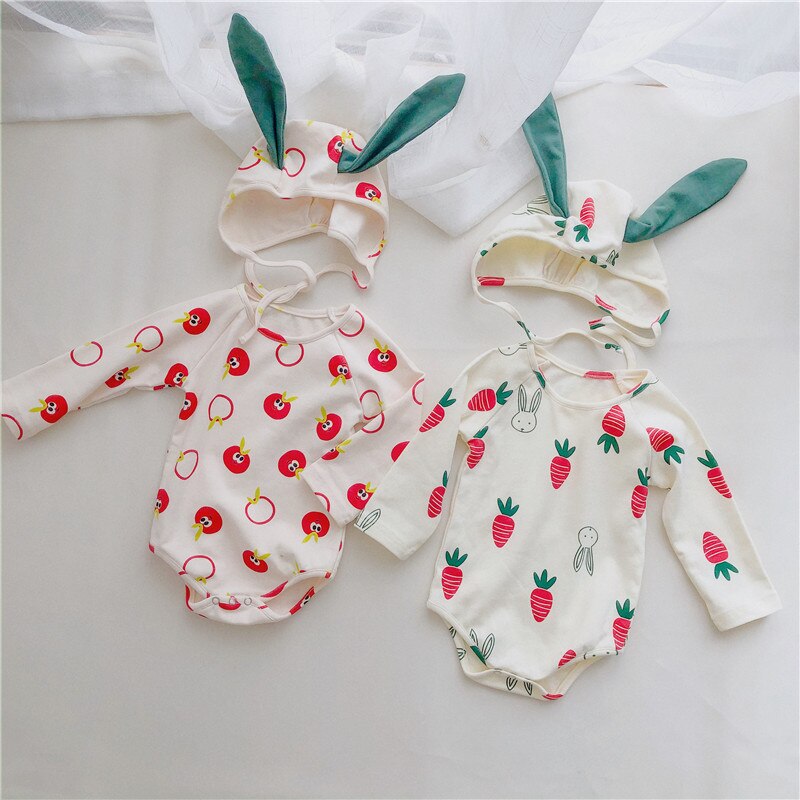 5105 bébé barboteuses automne -né bébé vêtements dessin animé filles garçons à manches longues Ropa Bebe combinaison avec chapeau bébé vêtements