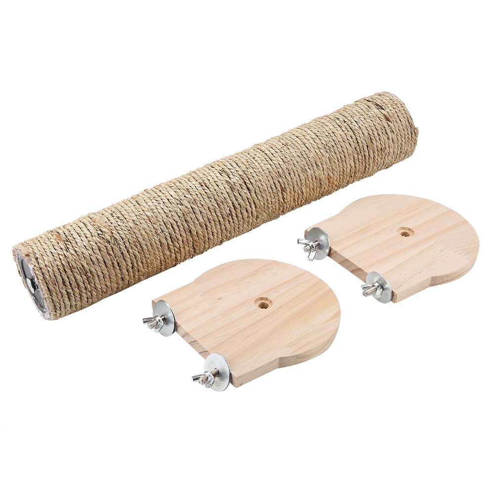 Wooden Natural Durable Cat Scratching Bar Board Post Funny Toy Cat Scratching Column Climbing Frame Solid Wood Column Grab Board: Cage type
