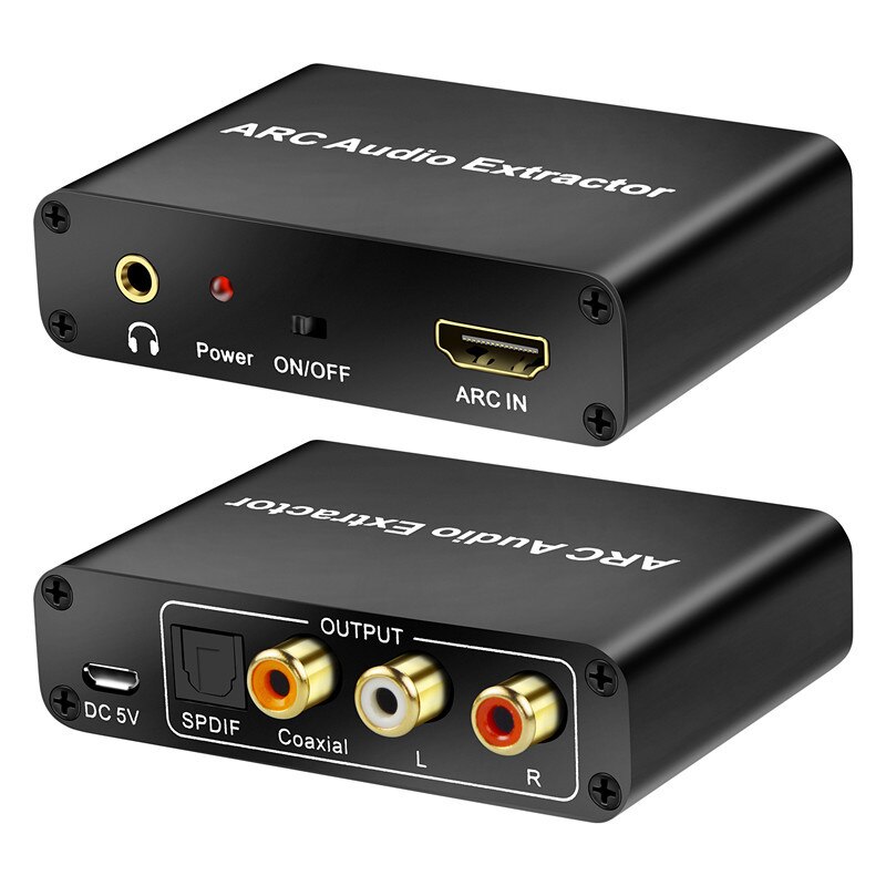 192Khz Hdmi-Compatibel Arc Audio Extractor Hdmi Audio Adapter Digitaal Naar Analoog Audio Converter Dac Spdif Rca 3.5mm Jack Uitgang