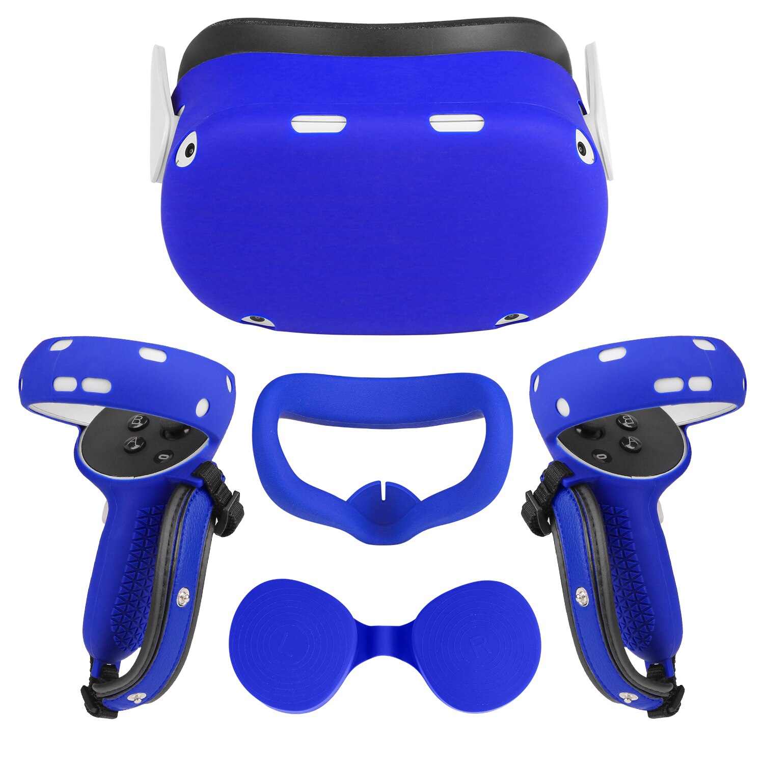 Vr Beschermende Cover Set Voor Oculus Quest 2 Vr Touch Controller Shell Case Met Riem Handvat Grip Voor Oculus Quest 2 Accessoires: blue