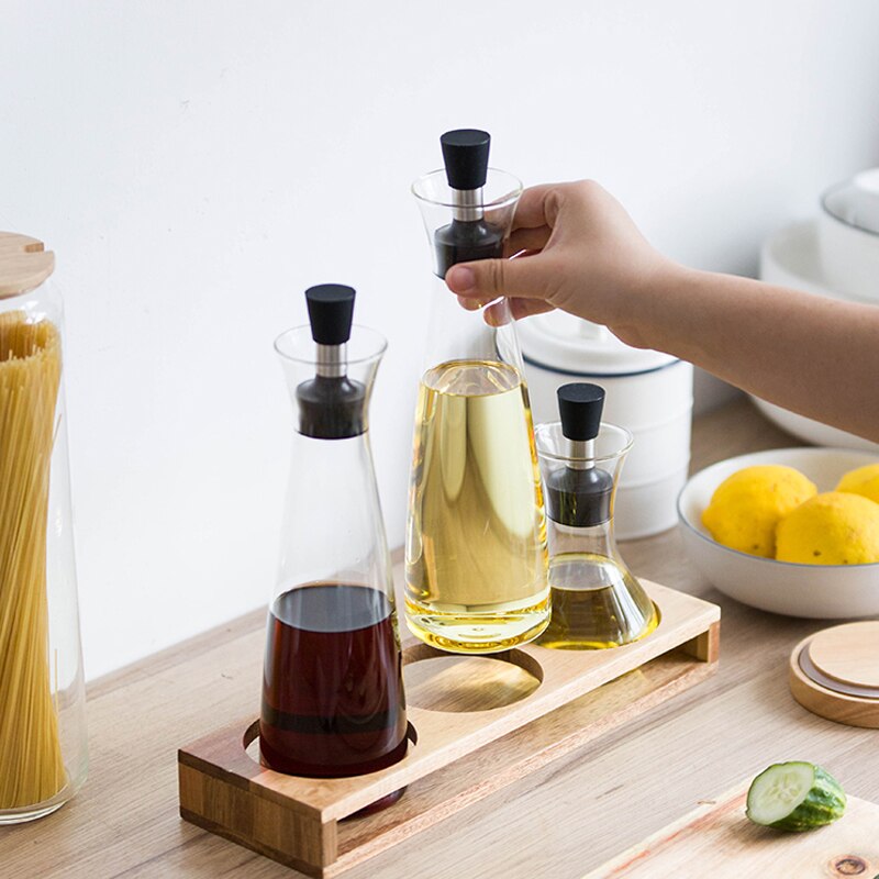 300/600ml glas cruet olie flasker dispenser sovs både lækagesikre olie eddike flaske sauce beholder gryde køkkenværktøj