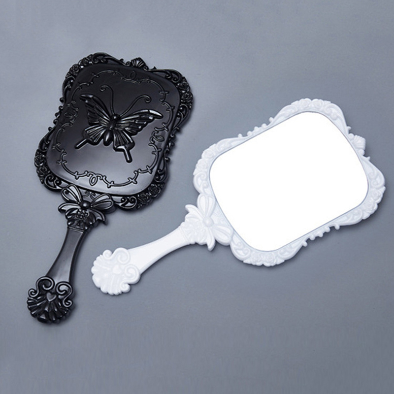 Kunststoff spiegel retro schmetterling Carving Dressing spiegel kleine griff machen-hoch spiegel 12.5*5,5 cm