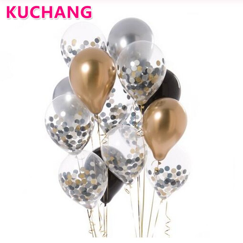 12 Stks/partij 12Inch Goud Roze Blauw Ballonnen Goud Zwart Rood Confetti Bruiloft Verjaardag Party Decor Helium Baby Shower levert