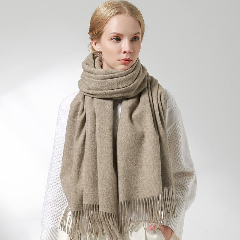 Ryssland ull halsduk kvinnor tjockare varma echarpe wraps damer foulard femme vinter solid kamel merino fina ull halsdukar