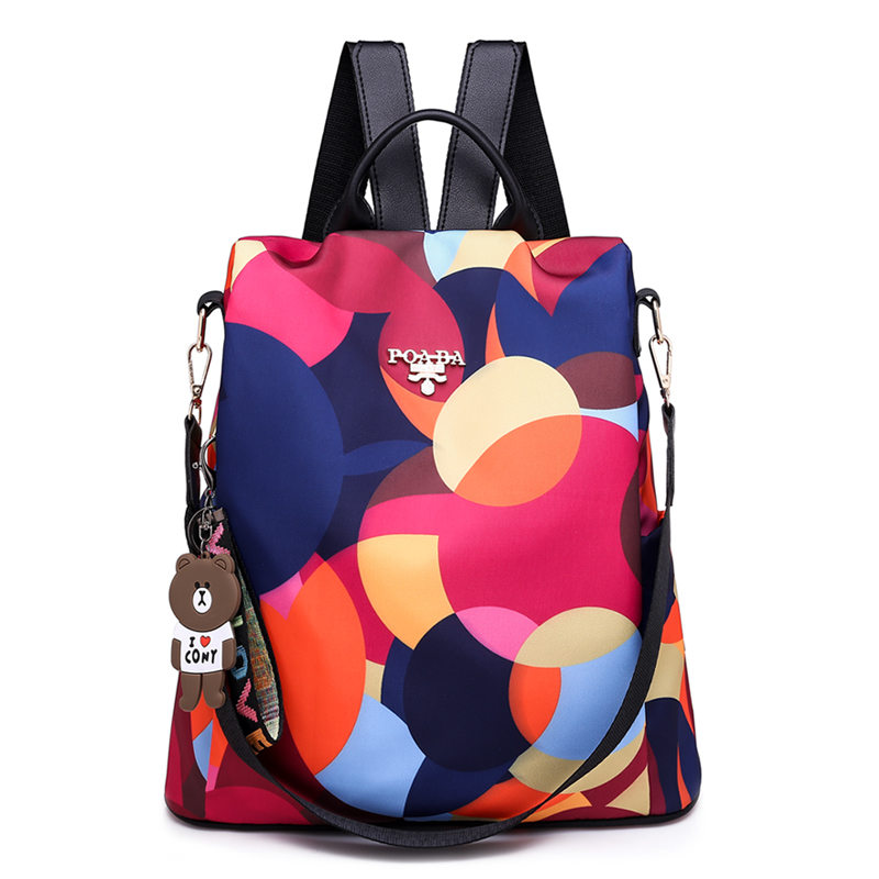 Mochila De mujer Oxford impermeable de , , círculos de colores, mochilas antirrobo para mujer, mochila de gran capacidad para mujer: Pattern-B-P