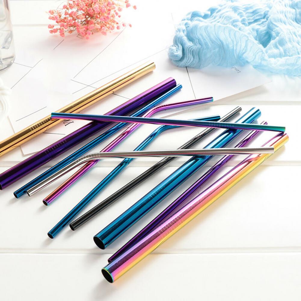 7Pcs/Set Dinnerware Set Reusable Stainless Steel Straws Spoon Drinking Flatware with Cleaning Brush Storage Box Cutlery Set