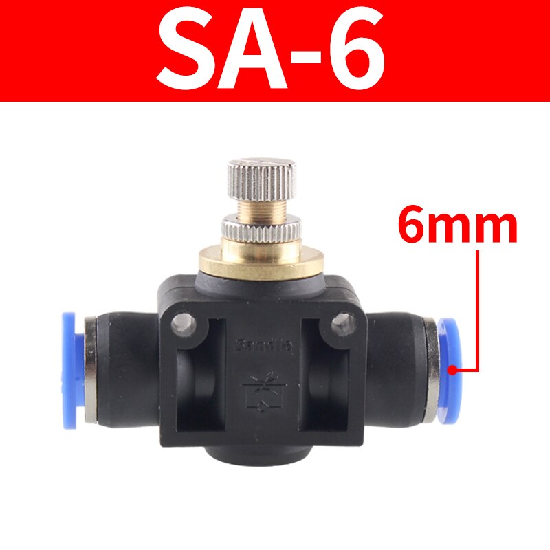throttle valve SA 4-12mm Air Flow Speed Control Valve Tube Water Hose Pneumatic Push In Fittings: 6mm