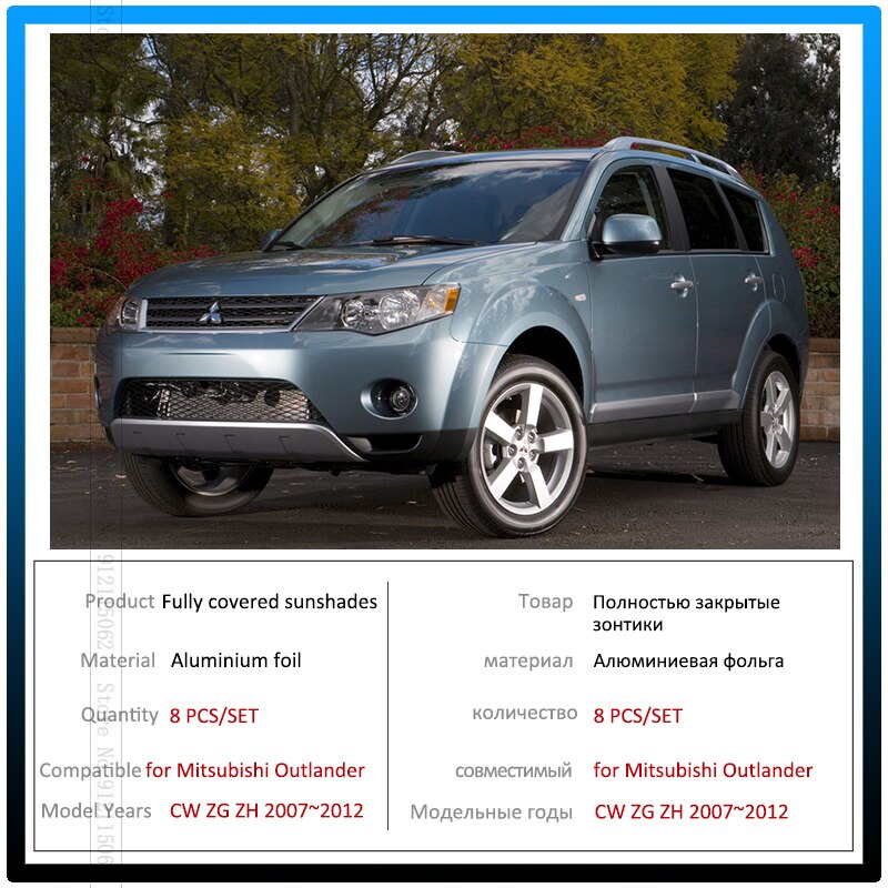 Full Cover Sunshades For Mitsubishi Outlander CW ZG ZH 2007 Car Sun Protection Windshields Side Window Visor Accessories