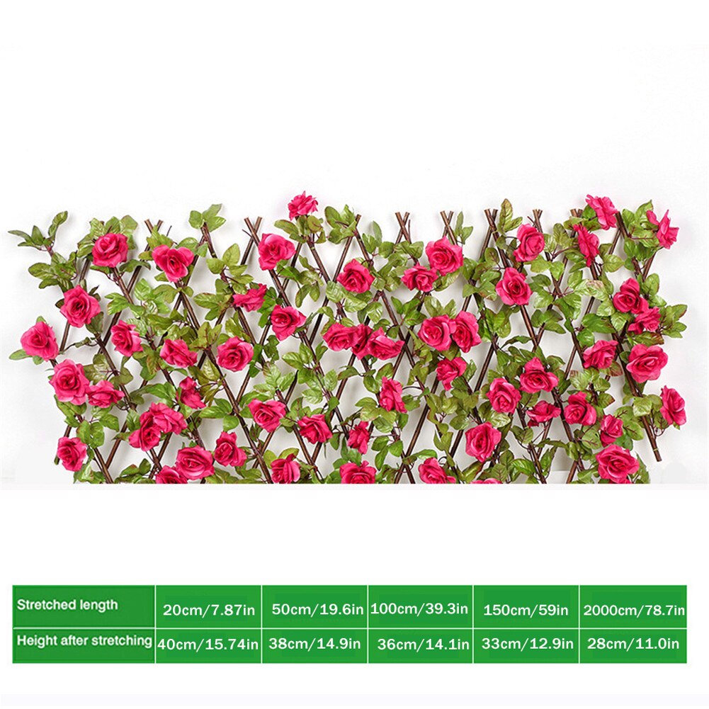 Garden Fence Willow Wooden Hedge With Artificial Flower Leaves Garden Decoration Screening Expanding Trellis Privacy Screen: F