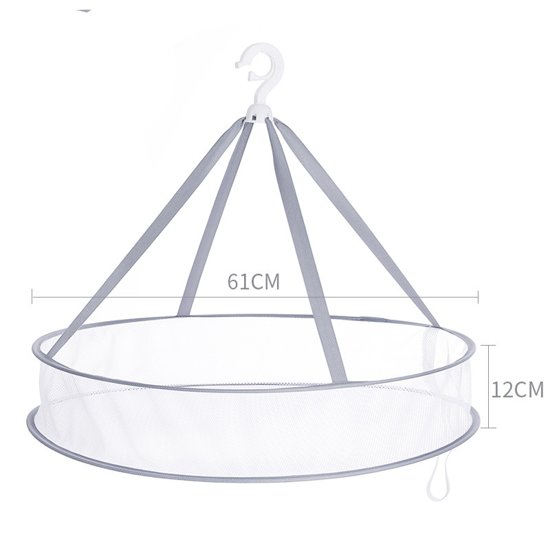 Windproof Clothes Dryer Drying Rack for Sweaters Hanging Laundry Basket Mesh Folding Nets Double Layer: 61x12cm