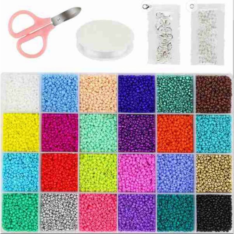 24000Pcs 24 Grid 2mm Small Glass Seed Beads for Jewelry Making Mixed Opaque Colors DIY Bracelets Necklaces Crafts Beading Kits: B