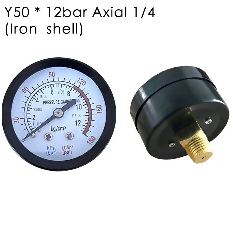 Manometer achterop gemonteerde zwarte luchtcompressor pneumatische hydraulische vloeistof manometer manometer draad 37#: Geel