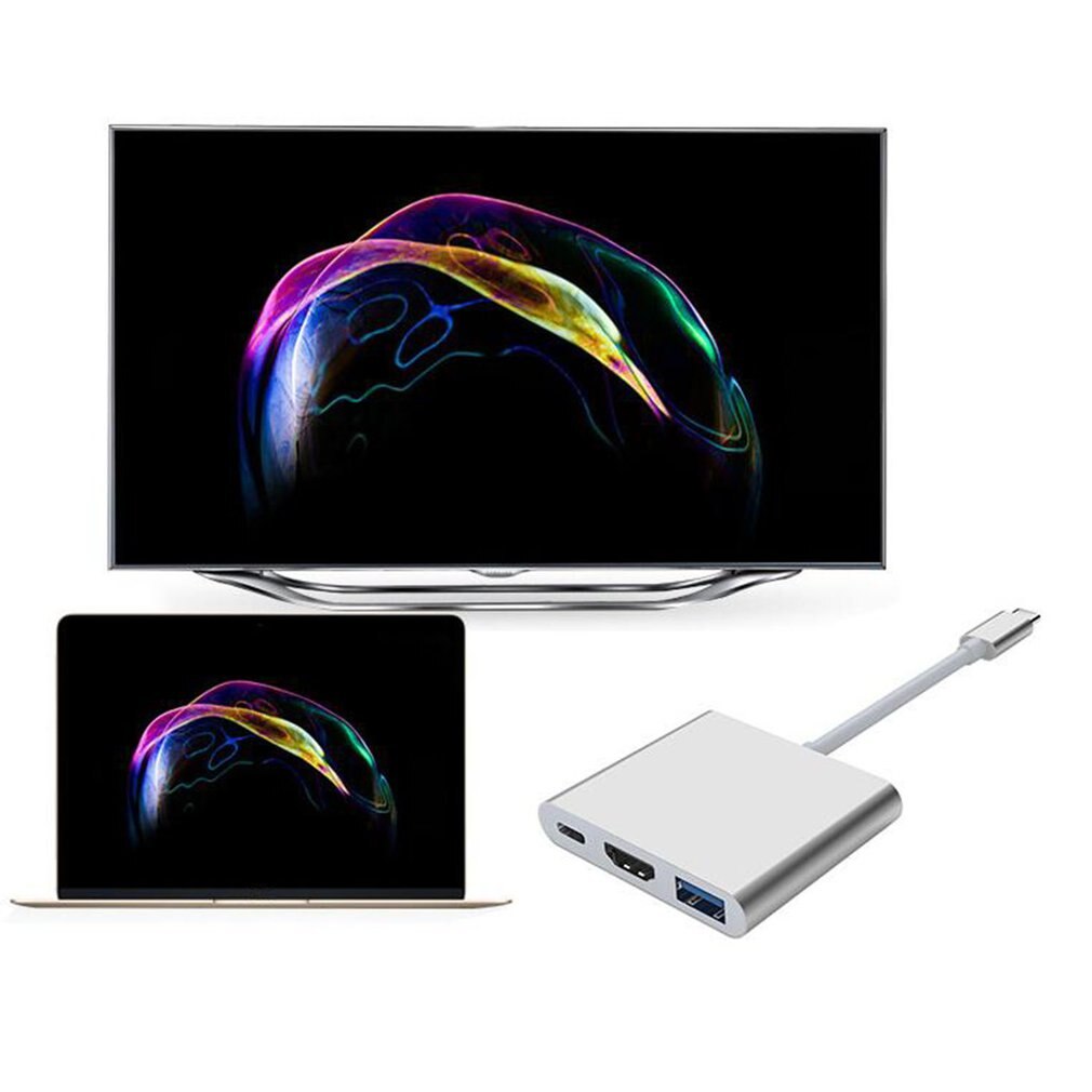 3 In 1 Tragbare Usbc zu Hdmi 3,1 Konverter Adapter Typ c zu hdmi HDMI/USB 3.0/Typ C adapter Typ-C Aluminium Für Macbook