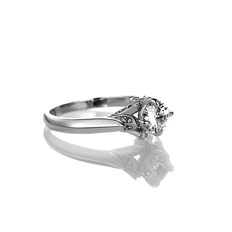 Luxe Cz Ring Delicate Bloem Ring Vrouwen Rose Goud Kleur Glanzende Zirconia Party Dagelijks Wearable Meisje Stijlvolle Sieraden