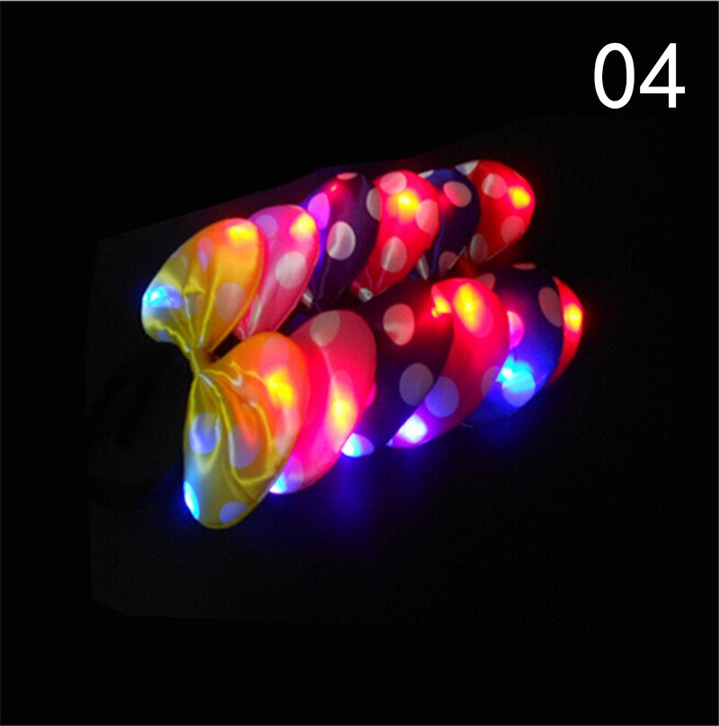 funny kawaii Flashing Dot Bow-knot Headband LED Glowing Head Hoop light-up toys Girls adults Headdress Party toys