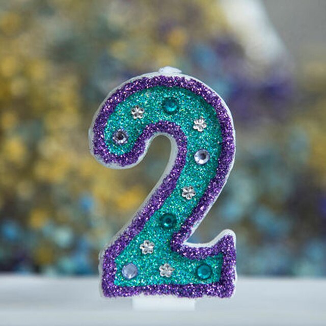 Kid Mermaid Diamond Glitter Number Birthday Candles Cake Topper Birthday Wedding Digital Cakes Dessert Decor Birthday Decoration: 2