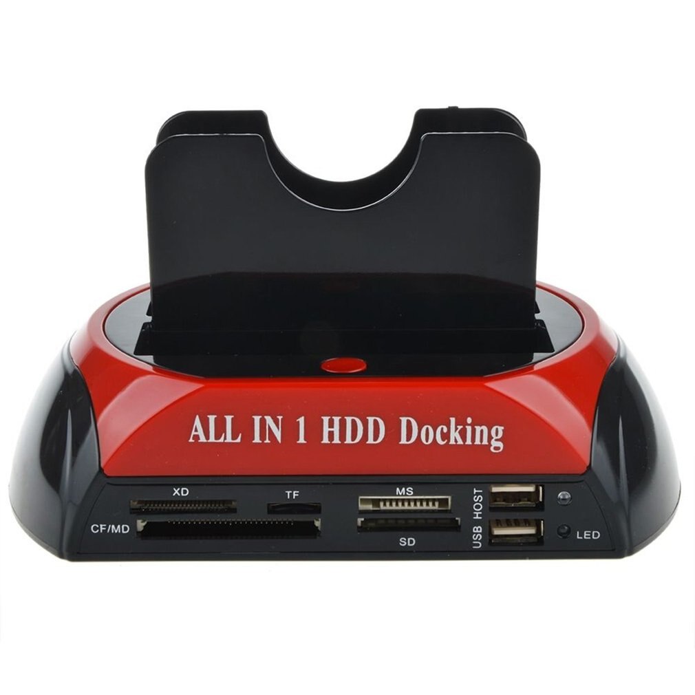 2.5/3.5-inch IDE+SATA Hard Drive Base Multi-function Hard Drive Dock Station High Speed with Card Reader LED Light HDD Base