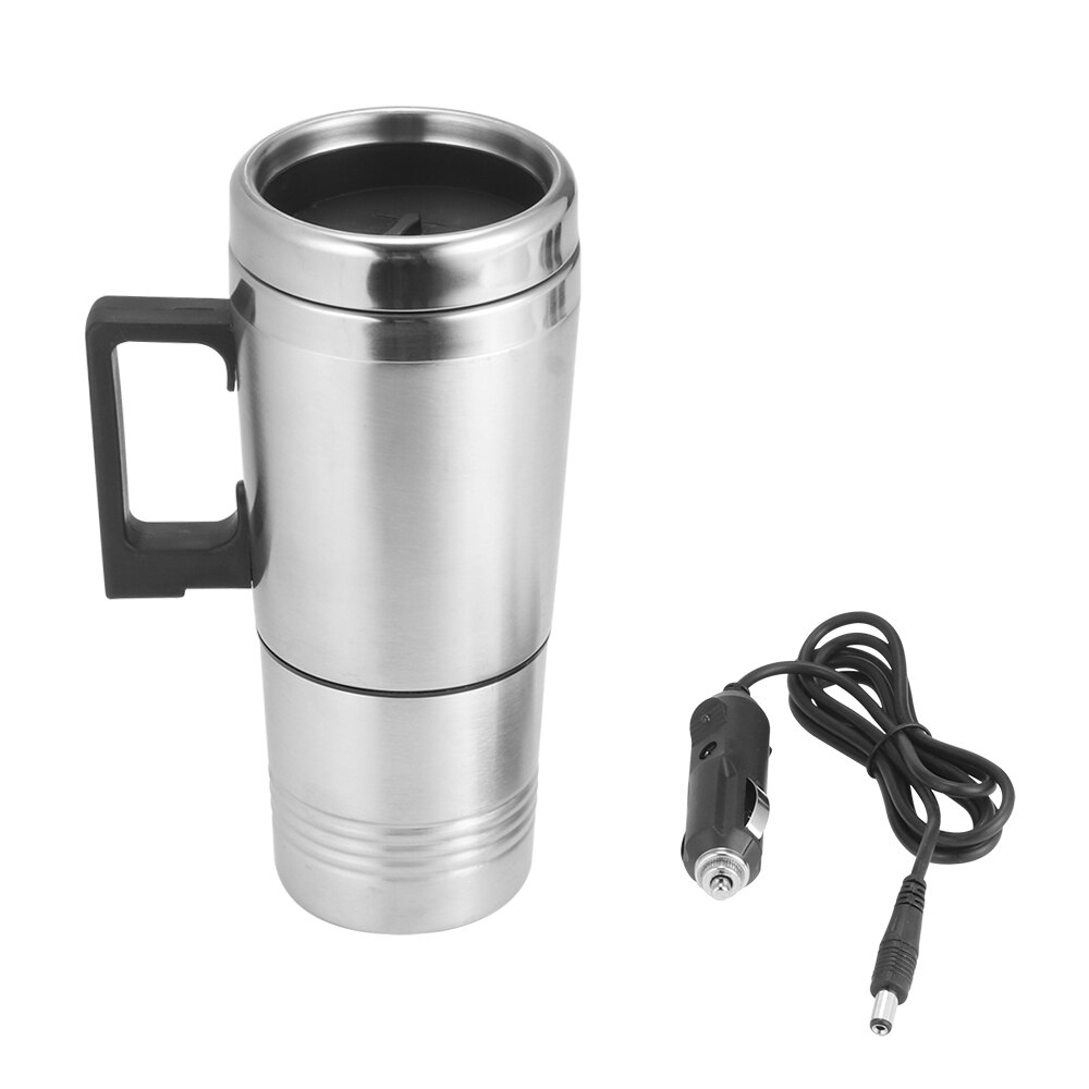 Aozbz 450Ml Rvs Cup Waterkoker Reizen Koffie Mok Draagbare Elektrische Auto Water Houden Warmer Waterkoker + Aansteker kabel