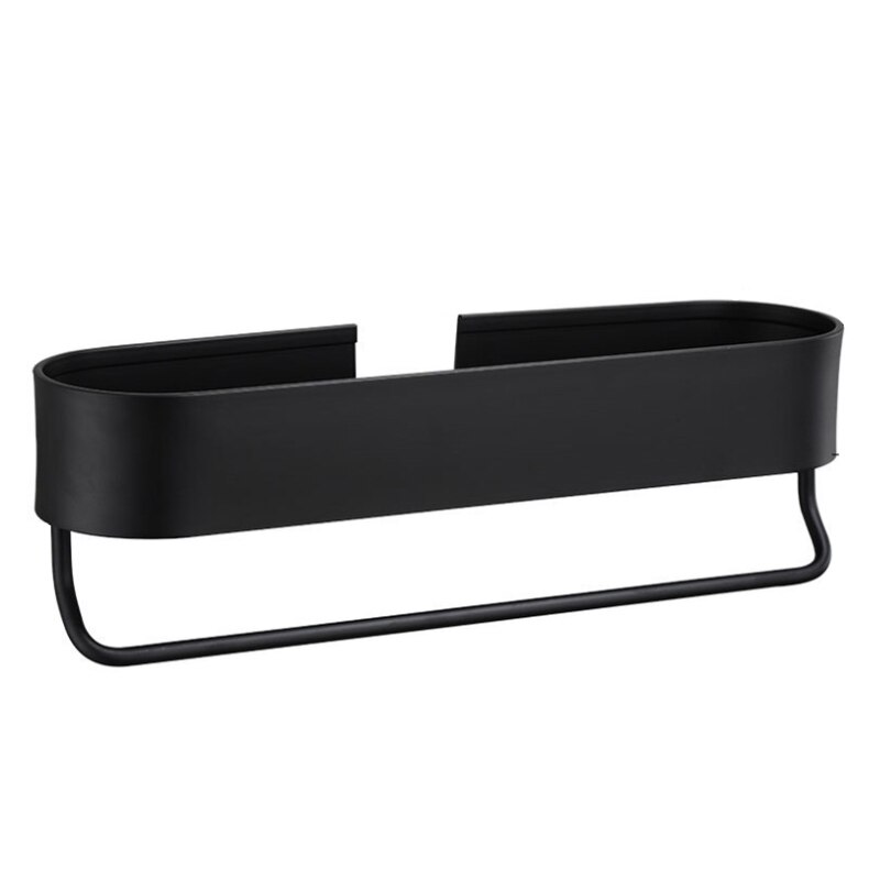 Plads aluminium sort badeværelse hylder køkken væg hylde bruser opbevaring rack håndklæde bar badeværelse tilbehør 30-50 cm længde