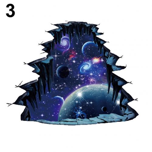 3D Planet Moon Star Sky zelfklevende Doorbreken Muursticker Slaapkamer Decor woondecoratie decoracion hogar: 3