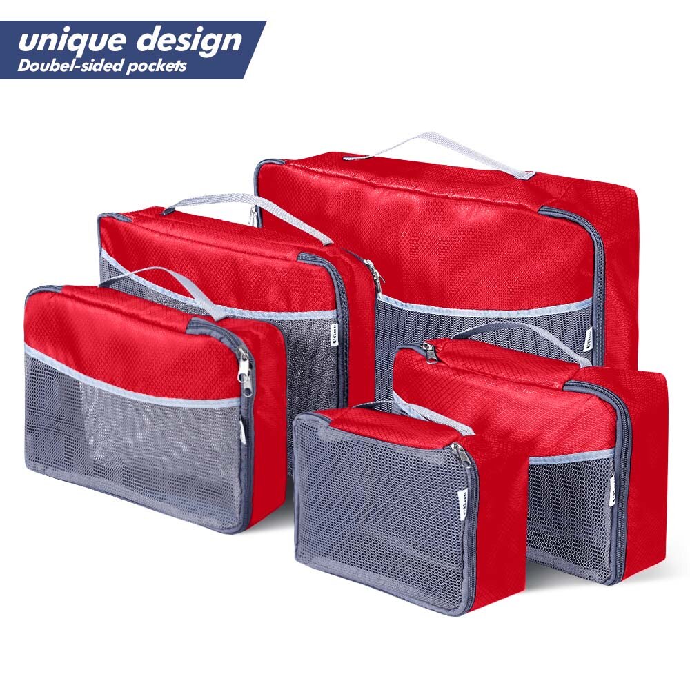 Ufine 5 Set Reise Gepäck Organizer-Doppelseitige Carryon Leichte Verpackung Würfel Lagerung Taschen
