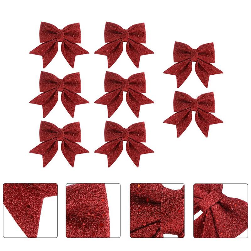 Lazos dorados de Navidad para árbol de Navidad, adornos de lazo, suministros para de Navidad, 8 Uds.