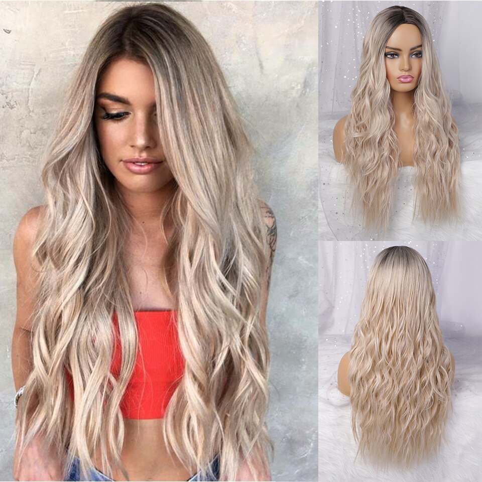 Pelucas bonitas de pelo largo ondulado para mujer, pelucas sintéticas de pelo medio resistente al calor para mujeres negras, pelucas de Cosplay: YST556-r9-30-88