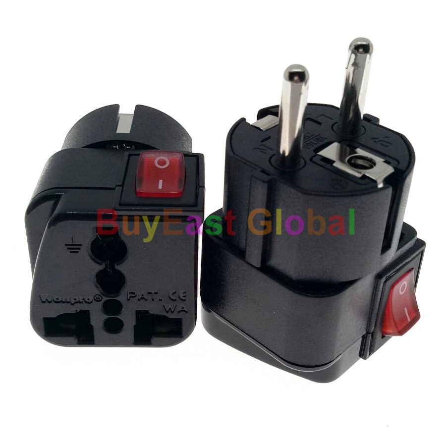 Schuko Duitse Israëlische Koreaanse Elektrische Plug Adapter AC100 ~ 250V 16A Met On/Off Belangrijkste LED Schakelaar