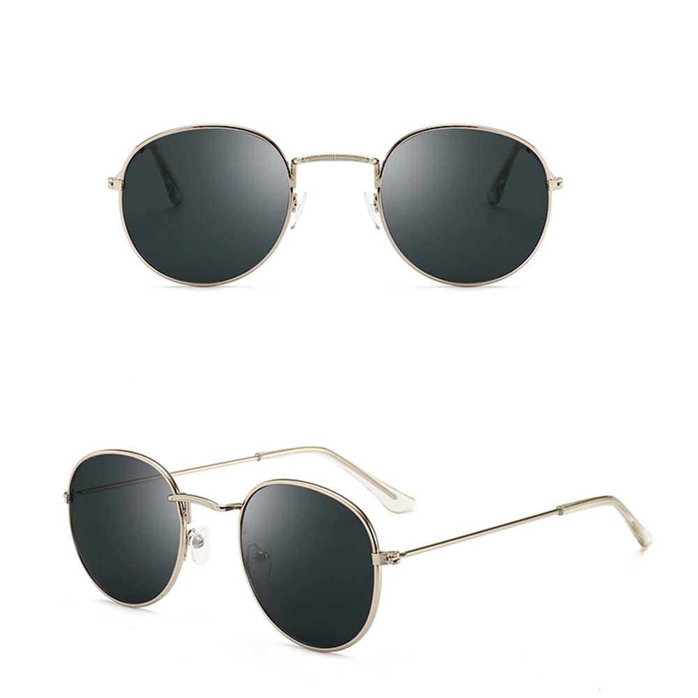 Gafas de sol redondas Retro Para hombre y mujer, lentes coloridas con montura de Metal, redondas, doradas, Anti-UV400, 1 ud.