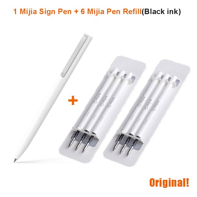 Originele 9.5mm Xiaomi Mijia Teken Pennen Ondertekening Pennen PREMEC Glad MiKuni Japan Inkt Zwitserland Refill voeg Mijia Pennen Zwart refill: 1 Pen and 6 Refills