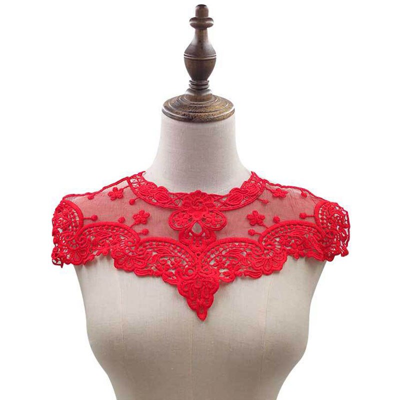 Tela de encaje de guipur para costura de ropa, apliques de cuello de mariposa, bordado, color negro: A1