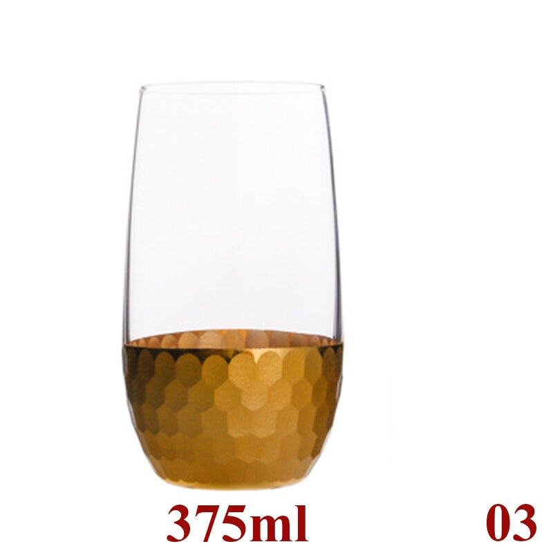 Sätta  of 2-340/375ml/535ml guld botten hem morgonvatten glas kontor juice glas cupsgla -70: 03-2 st