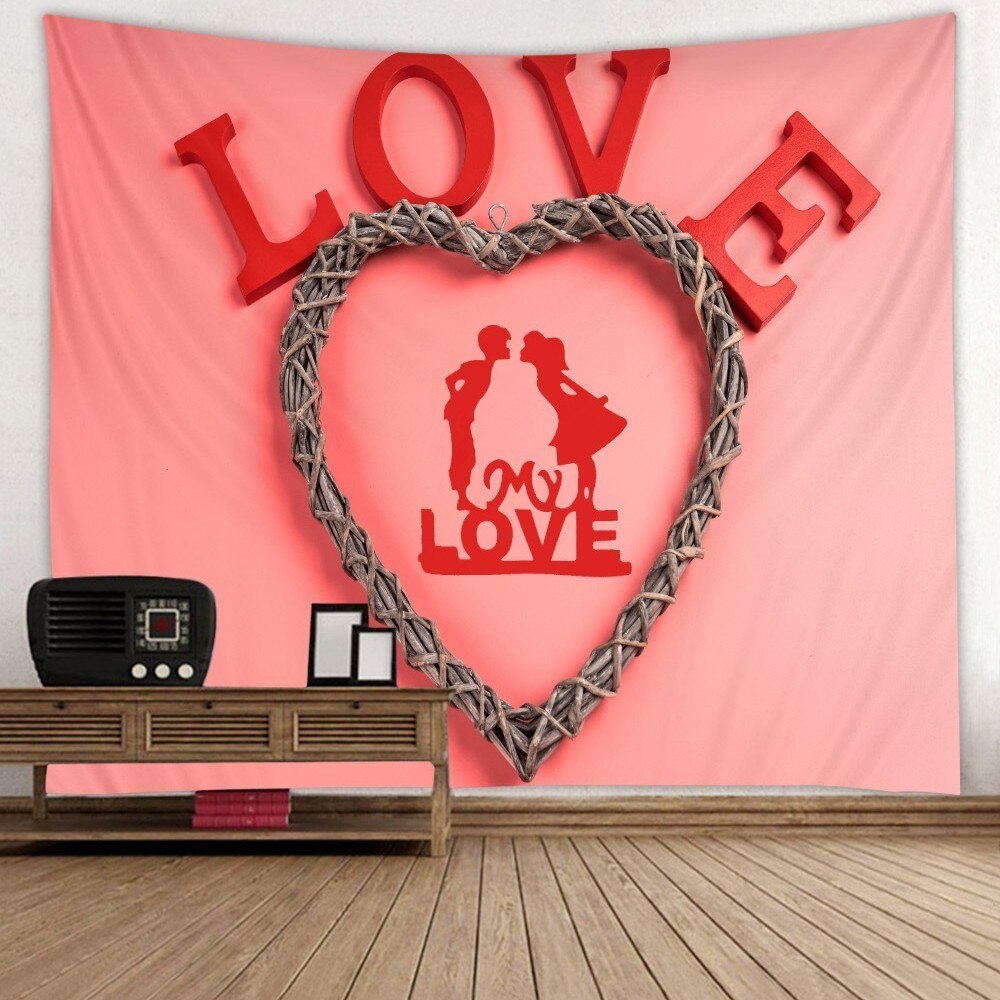 Bruiloft Decor Tapijt Muur Stof Hippie Boho Liefde Rose Tapijt Muur Opknoping Valentijnsdag Dorm Matras Muur Tapijt