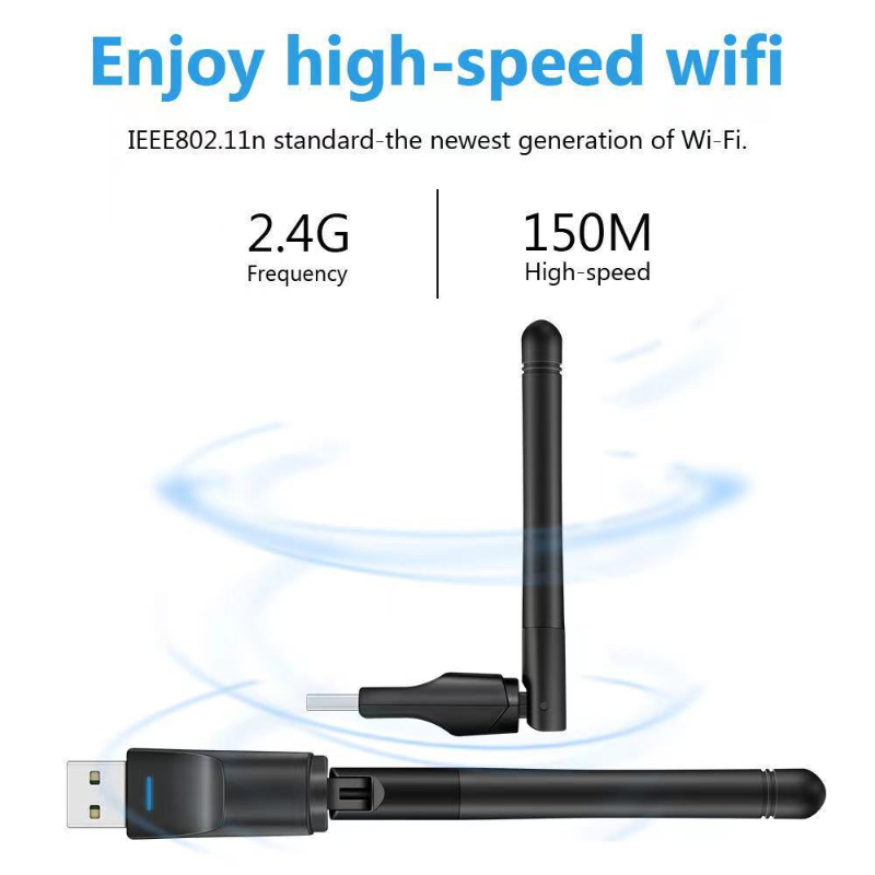 2.4GHz USB 2.0 Adapter 150Mbps WiFi Wireless Network Card with Antenna Chipset Ralink MTK 7601 for Laptop PC Network Cards