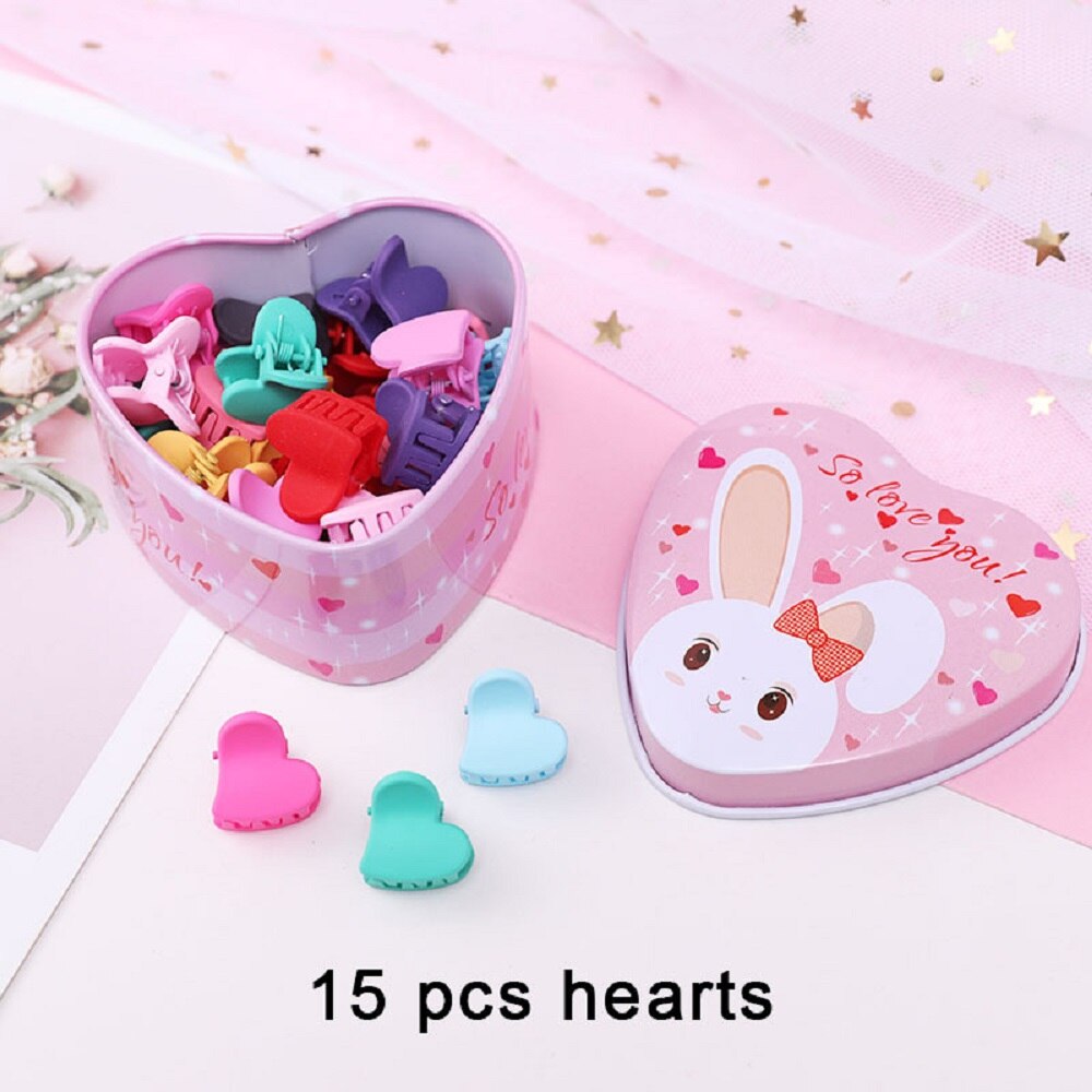 15 unids/set niñas lindo colorido de dibujos animados pequeño pelo garras niños encantadores diadema pinzas para el pelo de de los Niños Accesorios para el pelo: heart