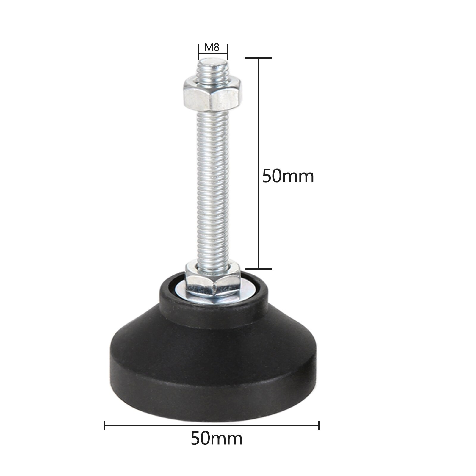 4 Pcs Adjustable Levelling Feet Swivel Base Furniture Glide Pad Adjusting Foot M8 M10 M12 M14 M16 Threaded Screw in Height: 50XM8X50(DXMXH) 4pcs