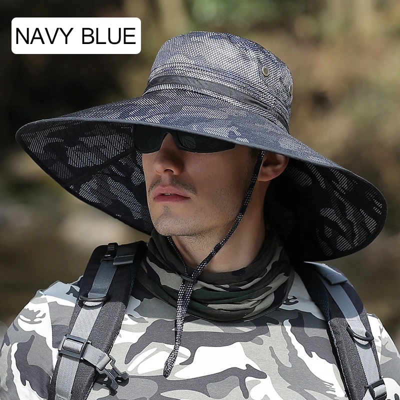 Heren Hoed Zomer Hoed Outdoor Mode Panama Zonwering Zonnehoed Vismuts Big Rand Zonneklep Vissershoed Uv Vissen: WHITE
