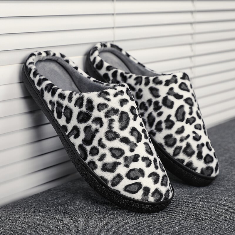 Di grandi Dimensioni 36-47 Pantofole per Gli Uomini Coppie Della Stampa Del Leopardo Scarpe Uomo Inverno Casa Calda Pantofola Peluche Comfort Interno casual Scarpe Uomo