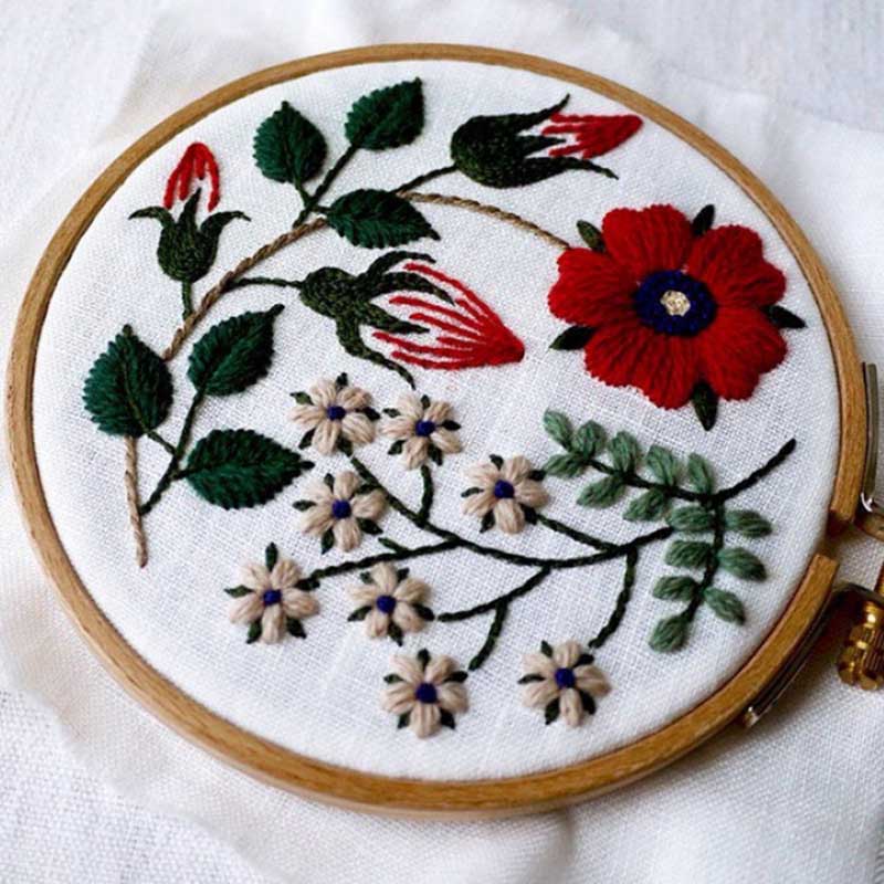 Kit de bordado de estilo europeo para principiantes, Material bordado con patrones de flores, punto de cruz, bricolaje: 5