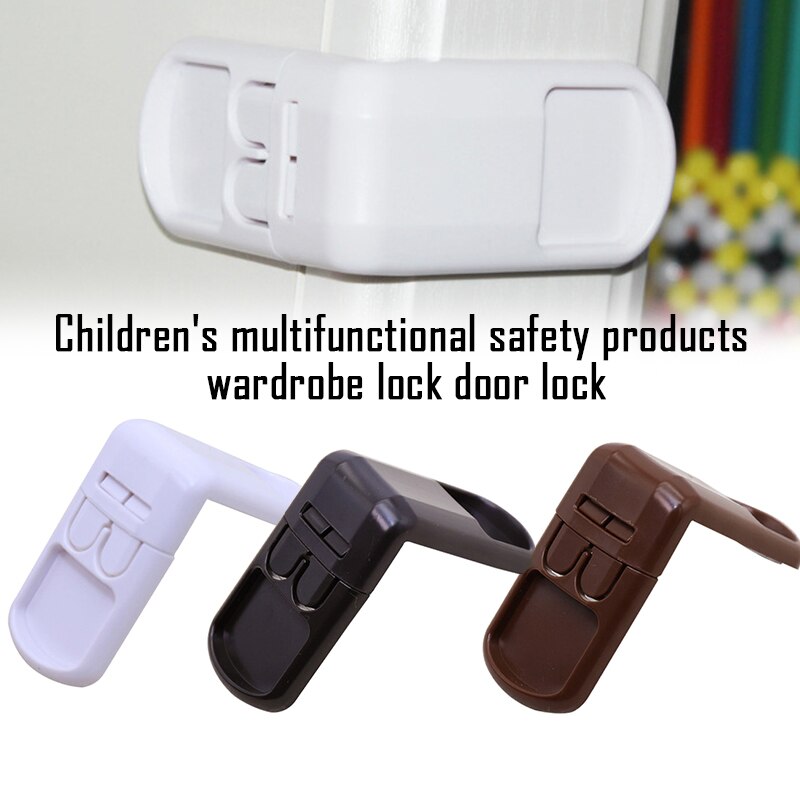 Child Safety Cabinet Lock Latch For Kitchen Storage Doors Drawers Cupboard Double Snap Right Angle Lock 1PC