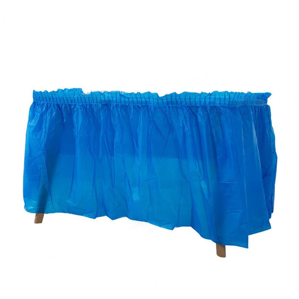 Tableskirt Innovative PEVA Lightweight Self-adhesive Oil-proof Table Skirt for Party Desk Skirt Table Skirt: Blue