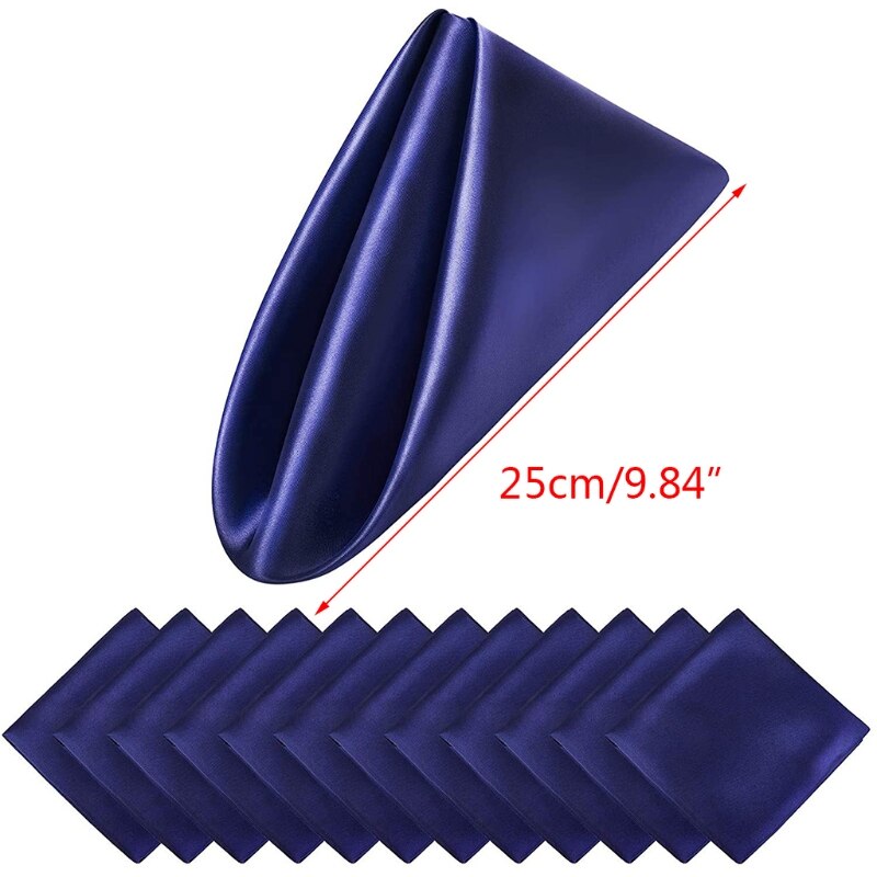 Y1UU 12Pcs 50cm Table Napkins Cloth Square Satin Fabric Napkin Pocket Handkerchief for Wedding Birthday Home Party Hotel