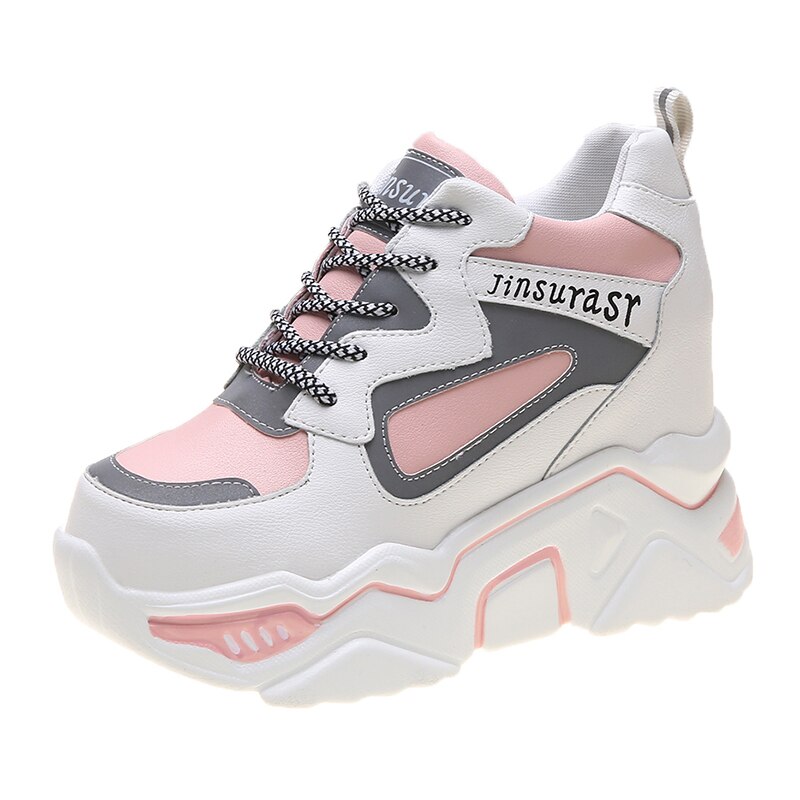Rimocy-chaussures à base de vulcanisation pour femmes à plateforme haute pour augmenter la taille, semelle cachée, printemps chaussures femme décontractées,: Rose / 37