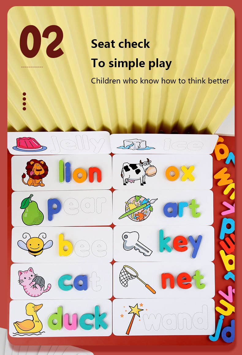 Baby Kids Jongen Meisje Kleur Houten Blokken Brief Woord Spelling Praktijk Spel Speelgoed Leren Engels Letters Spelling Kaart Woord Speelgoed