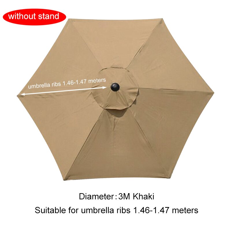 2/2.7/3M Parasol Vervangbare Doek Zonder Stand Outdoor Tuin Patio Banaan Paraplu Cover Waterdicht Zonnescherm Luifel: 3m Khaki for 6 Ribs