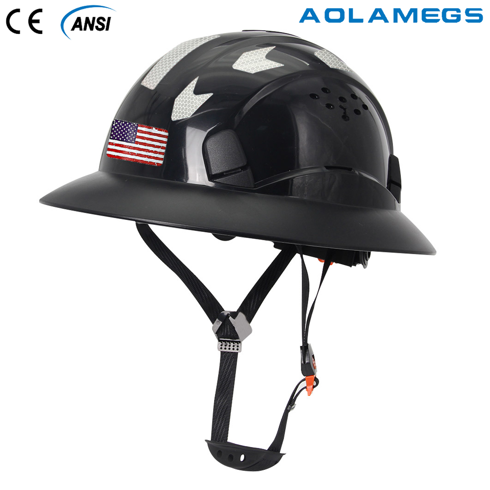 CE Full Brim Safety Helmet with Reflective Sticker Construction Hard Hat Protective Working ANSI Rescue Cap for Engineer