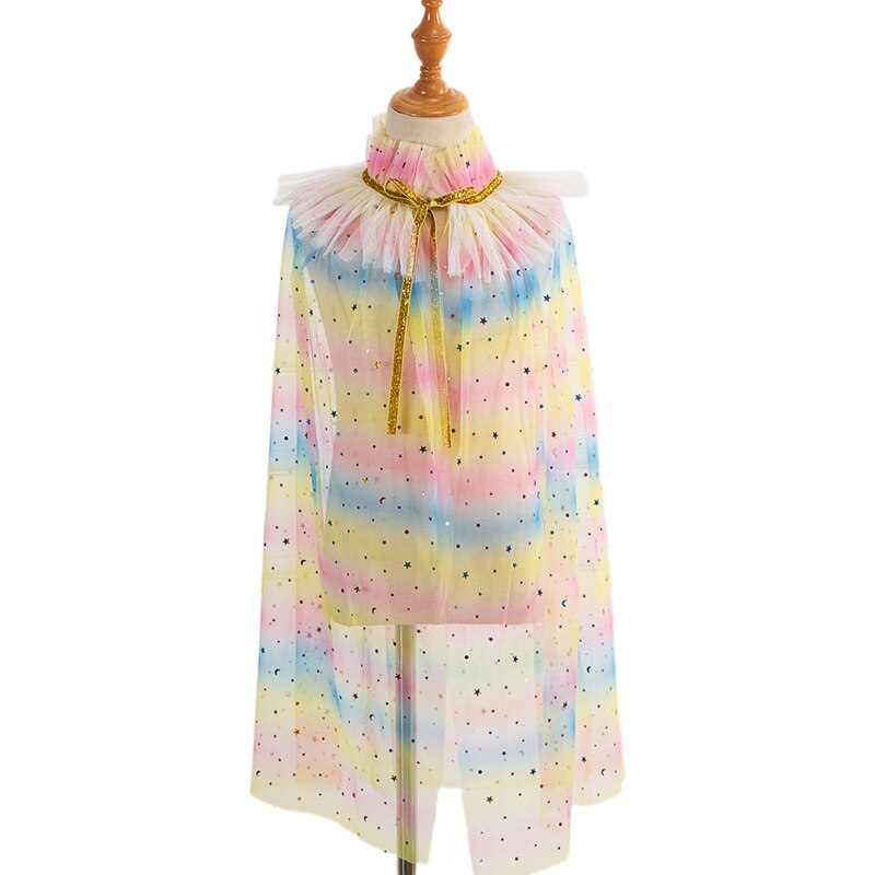 Prinzessin Umhang Bunte Prinzessin Mantel Prinzessin Phantasie Kleid Kostüm Party Cosplay Zubehör für Kleine Mädchen